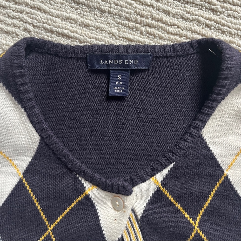 Adorable And Soft Argyle Print Lands End Cardigan - image 5